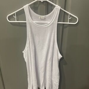 Free People White Ribbed Tank Top